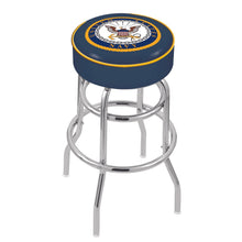 Load image into Gallery viewer, Navy Eagle Backless Stool (Chrome Finish)
