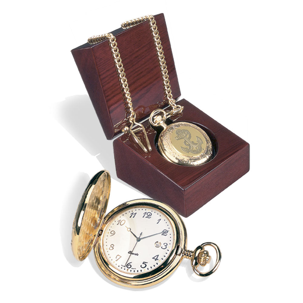 Navy Anchor Gold Plated Pocket Watch