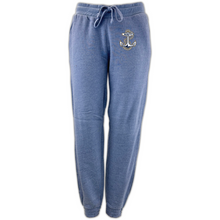 Load image into Gallery viewer, Navy Anchor Ladies Angel Fleece Pants