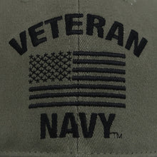 Load image into Gallery viewer, Veteran Navy Flag Hat (OD Green)