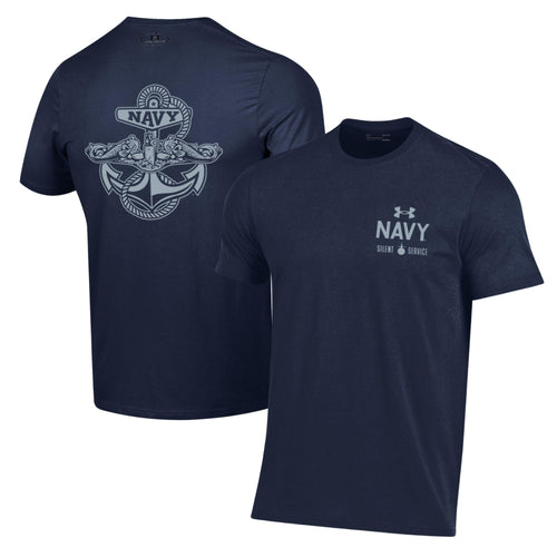 Navy Under Armour Anchor Silent Service Performance Cotton T-Shirt (Navy)