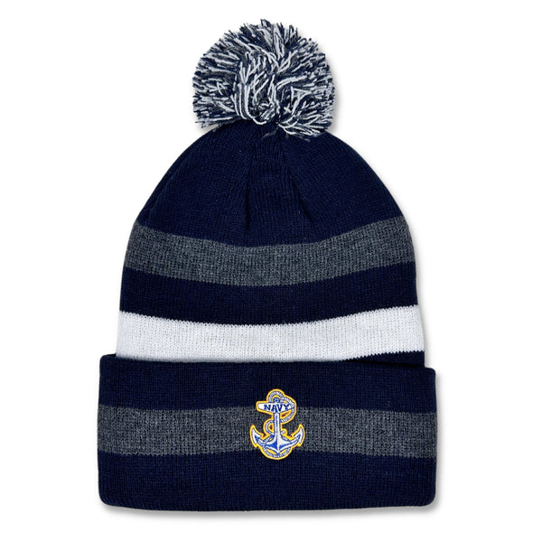 Navy Anchor Primetime Knit Pom Beanie (Navy) – Navy Gear