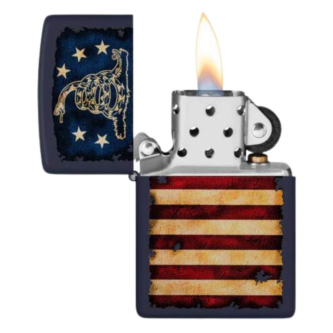 Don't Tread On Me Navy Matte Zippo