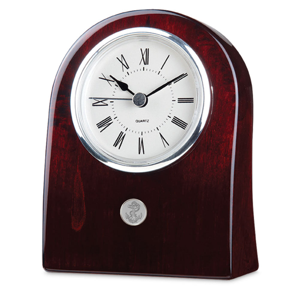 Navy Anchor Miranda Desk Clock (Silver)