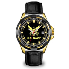 Load image into Gallery viewer, Navy Premium Leather Strap Watch