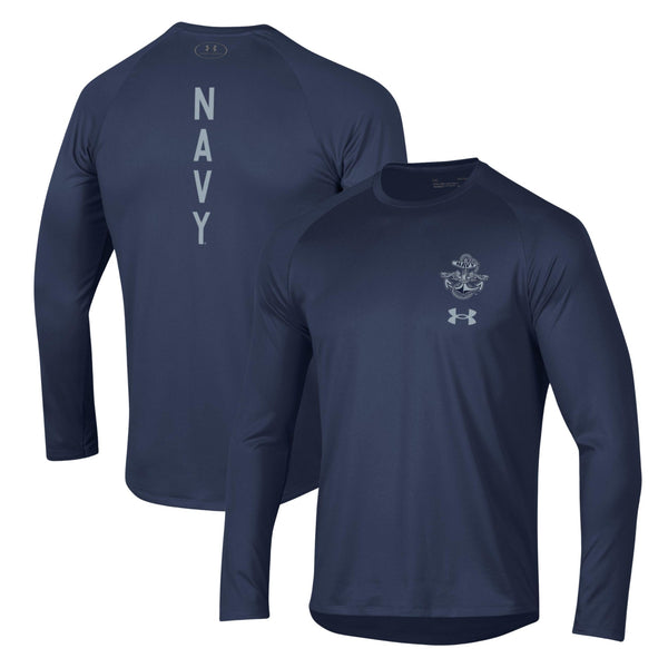 ES18-108 USA仕入れ！[UNDER ARMOUR×NAVY アメリカ海軍]”ヒートギア” S/S メッシュTee【S】ベージュ，インナー，ミリタリー，スポーツ Under Armour Navy Gear, Under Armour Navy Midshipmen Store