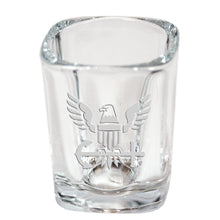 Load image into Gallery viewer, Navy Eagle Logo Etched Square Shot Glass (Clear)