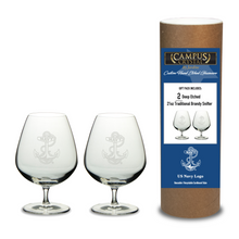 Load image into Gallery viewer, Navy Anchor Set of Two 21oz Brandy Snifter Glasses*