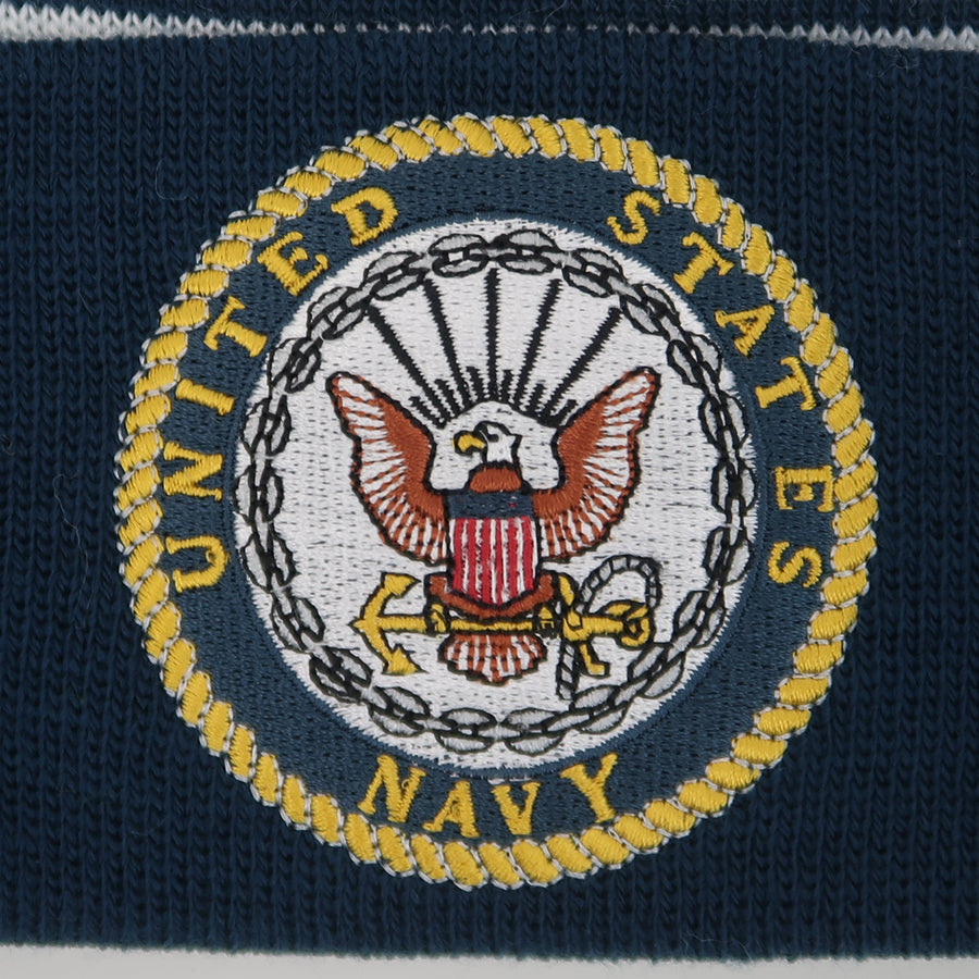 Navy Pom Pom Knit Beanie