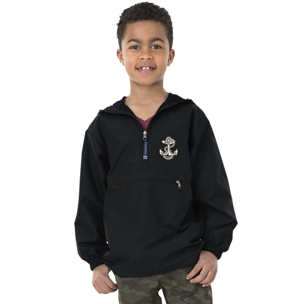 Navy Anchor Youth Pack-N-Go Pullover