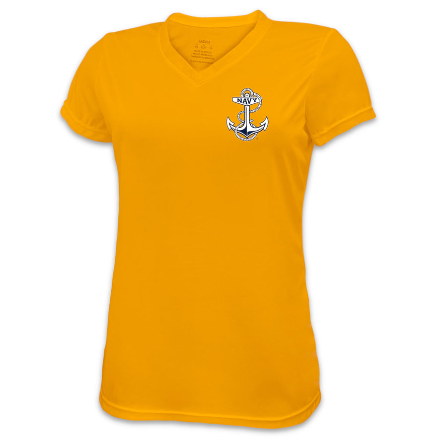 Navy Ladies Anchor Left Chest Performance T-Shirt