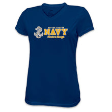 Load image into Gallery viewer, Navy Ladies Anchors Aweigh Performance T-Shirt