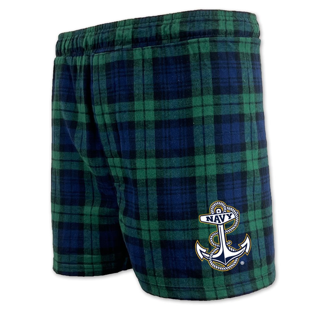 Navy Anchor Logo Flannel Shorts (Blackwatch)