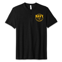 Load image into Gallery viewer, Navy Retired Mens Henley T-Shirt