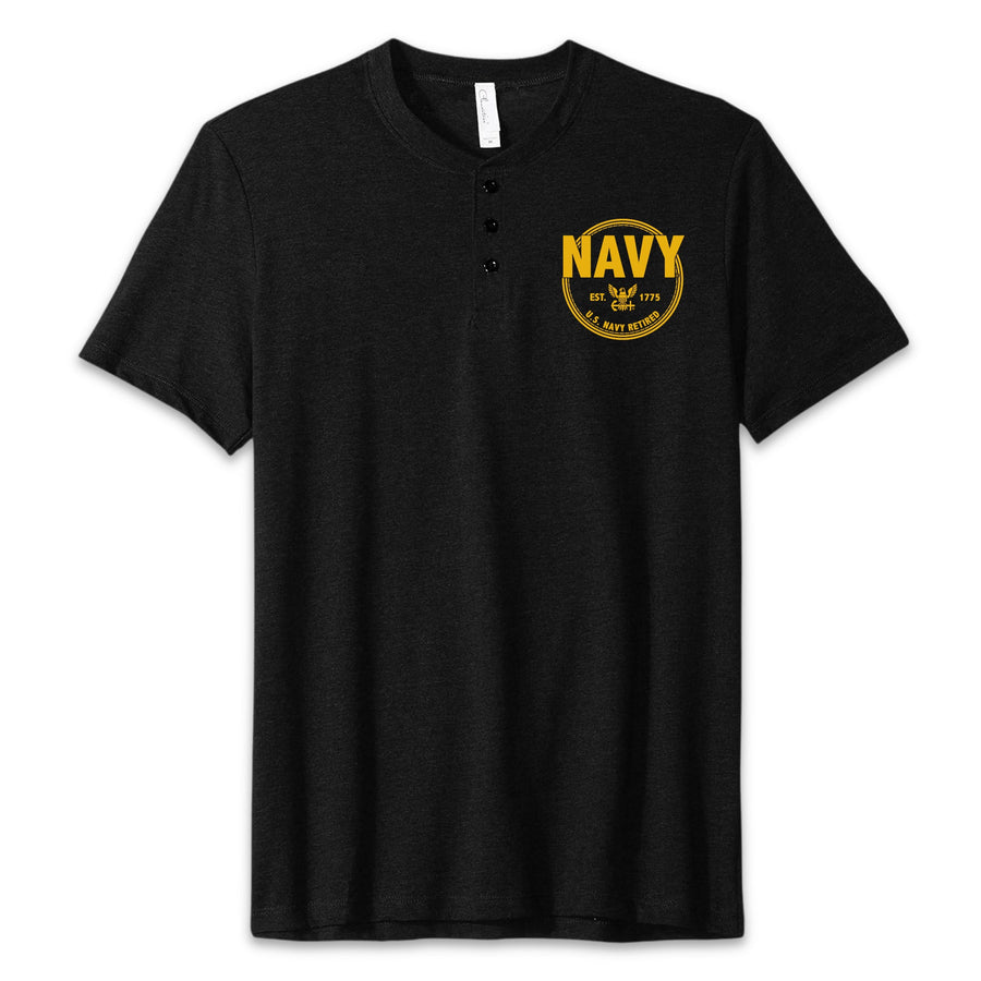 Navy Retired Mens Henley T-Shirt