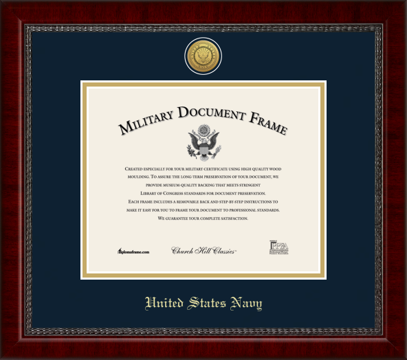 U.S. Navy Gold Engraved Certificate Frame (Horizontal)