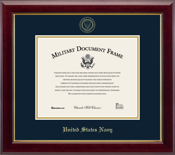U.S. Navy Gold Embossed Certificate Frame (Horizontal)