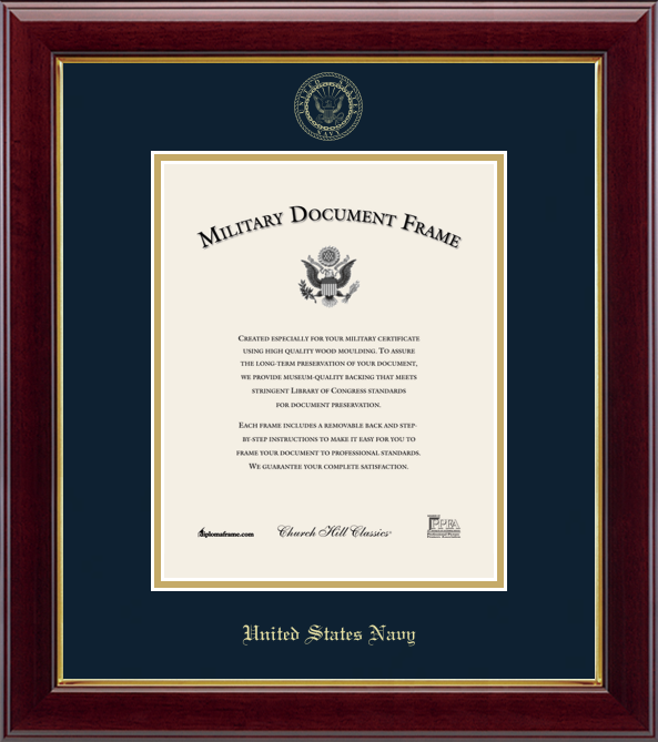 U.S. Navy Gold Embossed Certificate Frame (Vertical)*