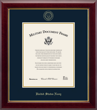 Load image into Gallery viewer, U.S. Navy Gold Embossed Certificate Frame (Vertical)