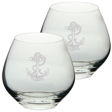 Load image into Gallery viewer, Navy Anchor Set of Two 15oz British Gin Glasses (Clear)