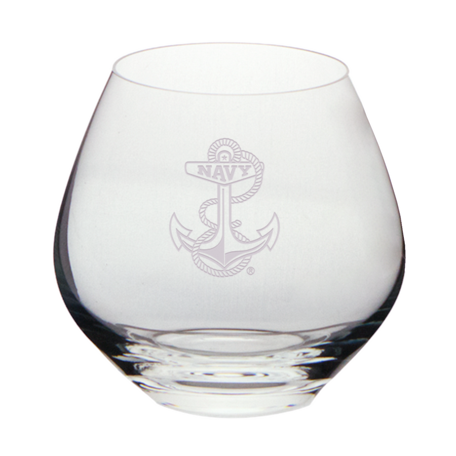 Navy Anchor Set of Two 15oz British Gin Glasses (Clear)