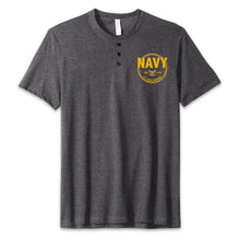 Load image into Gallery viewer, Navy Retired Mens Henley T-Shirt