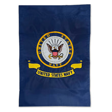 Load image into Gallery viewer, Navy Embroidered Garden Flag (12&quot;X18&quot;)