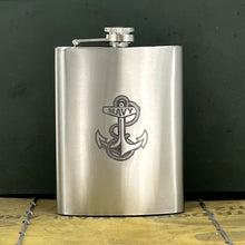 Load image into Gallery viewer, Navy Anchor 8oz Pocket Stainless Steel Canteen