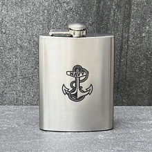 Load image into Gallery viewer, Navy Anchor 8oz Pocket Stainless Steel Canteen