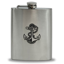 Load image into Gallery viewer, Navy Anchor 8oz Pocket Stainless Steel Canteen