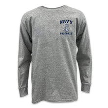 Load image into Gallery viewer, Navy Youth Anchor Baseball Long Sleeve T-Shirt