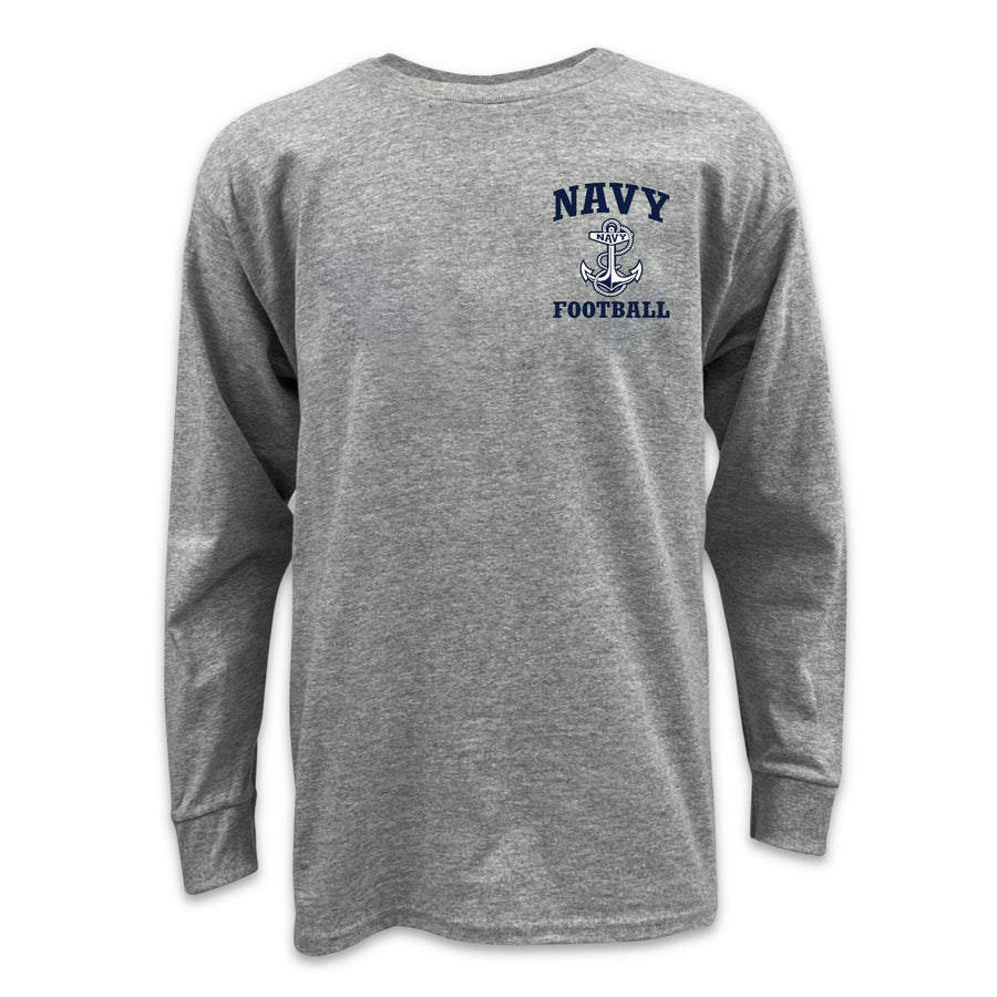 Navy Youth Anchor Football Long Sleeve T-Shirt