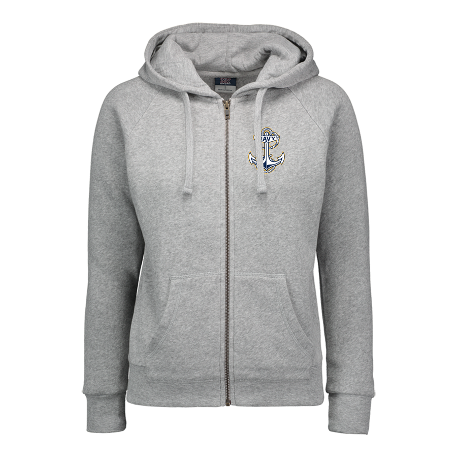 Navy Anchor Ladies Angel Fleece Full Zip Hoodie