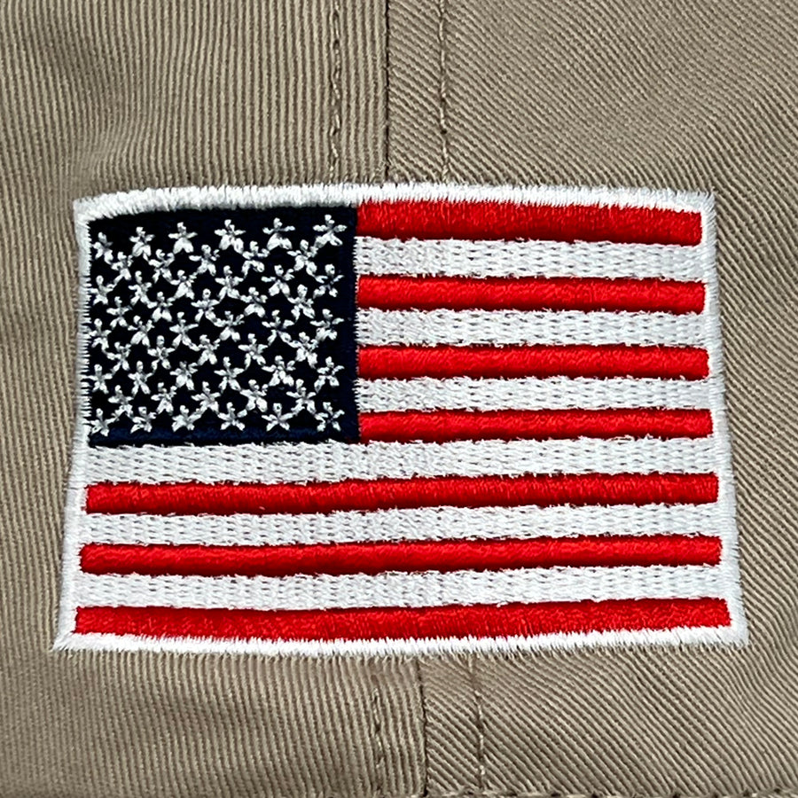 American Flag Relaxed Fit Hat (Khaki)