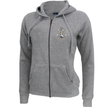 Load image into Gallery viewer, Navy Anchor Ladies Angel Fleece Full Zip Hoodie