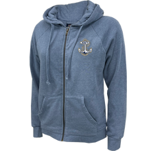 Load image into Gallery viewer, Navy Anchor Ladies Angel Fleece Full Zip Hoodie