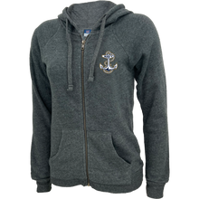 Load image into Gallery viewer, Navy Anchor Ladies Angel Fleece Full Zip Hoodie