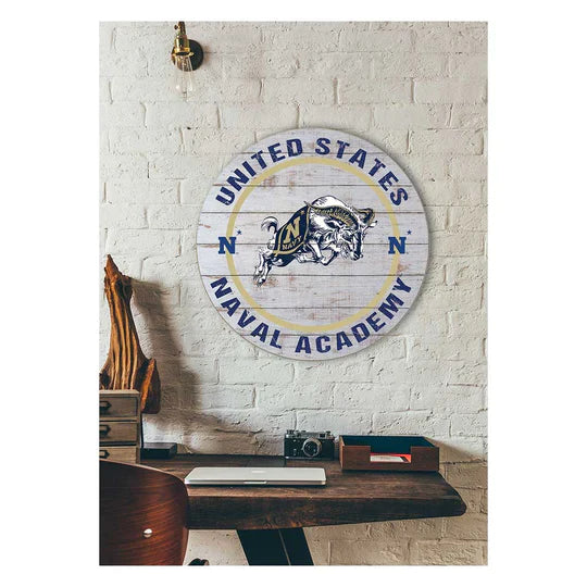 Weathered Helmet Sign Naval Academy Midshipmen (20x20)