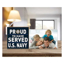 Load image into Gallery viewer, Navy Proud to Serve Floating Picture Frame*