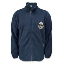 Load image into Gallery viewer, Navy Anchor Solid Full Zip Fleece Jacket (Navy)
