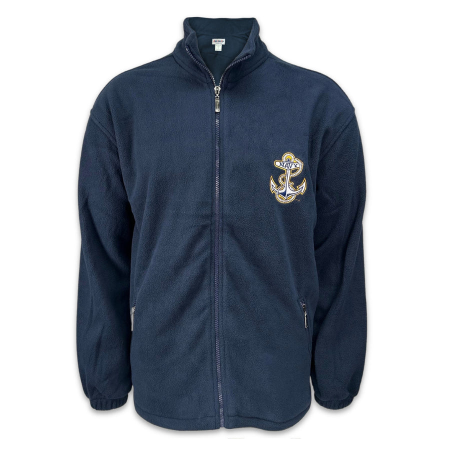 Navy Anchor Solid Full Zip Fleece Jacket (Navy)