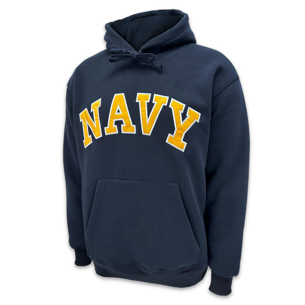 Navy Embroidered Pullover Hoodie Sweatshirt (Navy)