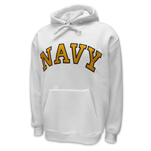Load image into Gallery viewer, Navy Embroidered Pullover Hoodie Sweatshirt (White)