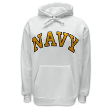 Load image into Gallery viewer, Navy Embroidered Pullover Hoodie Sweatshirt (White)