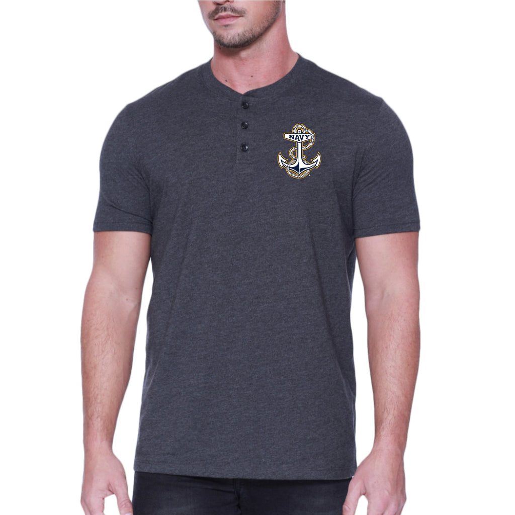 Navy Anchor Mens Henley T-Shirt