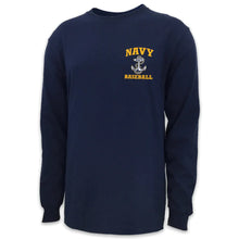 Load image into Gallery viewer, Navy Anchor Baseball Long Sleeve T-Shirt