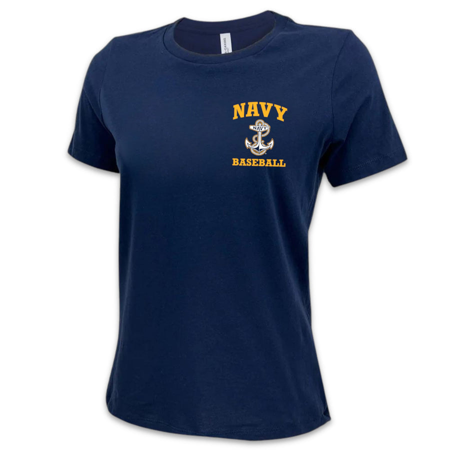 Navy Anchor Baseball Ladies T-Shirt