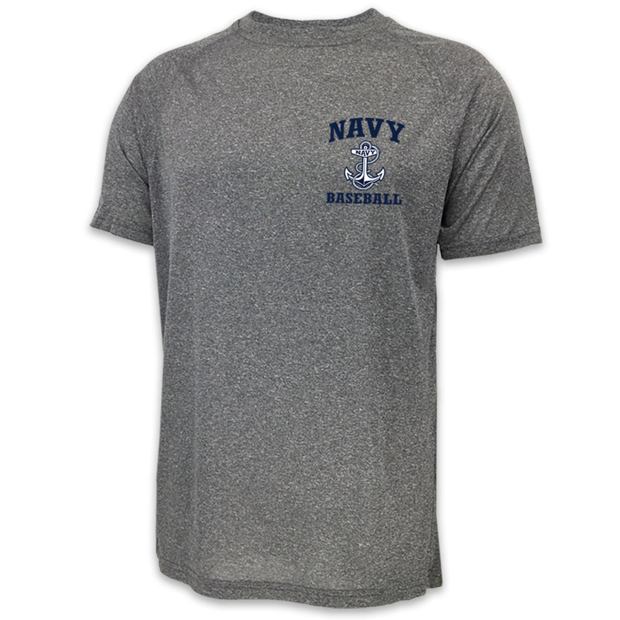 Navy Anchor Baseball Performance T-Shirt (Grey)