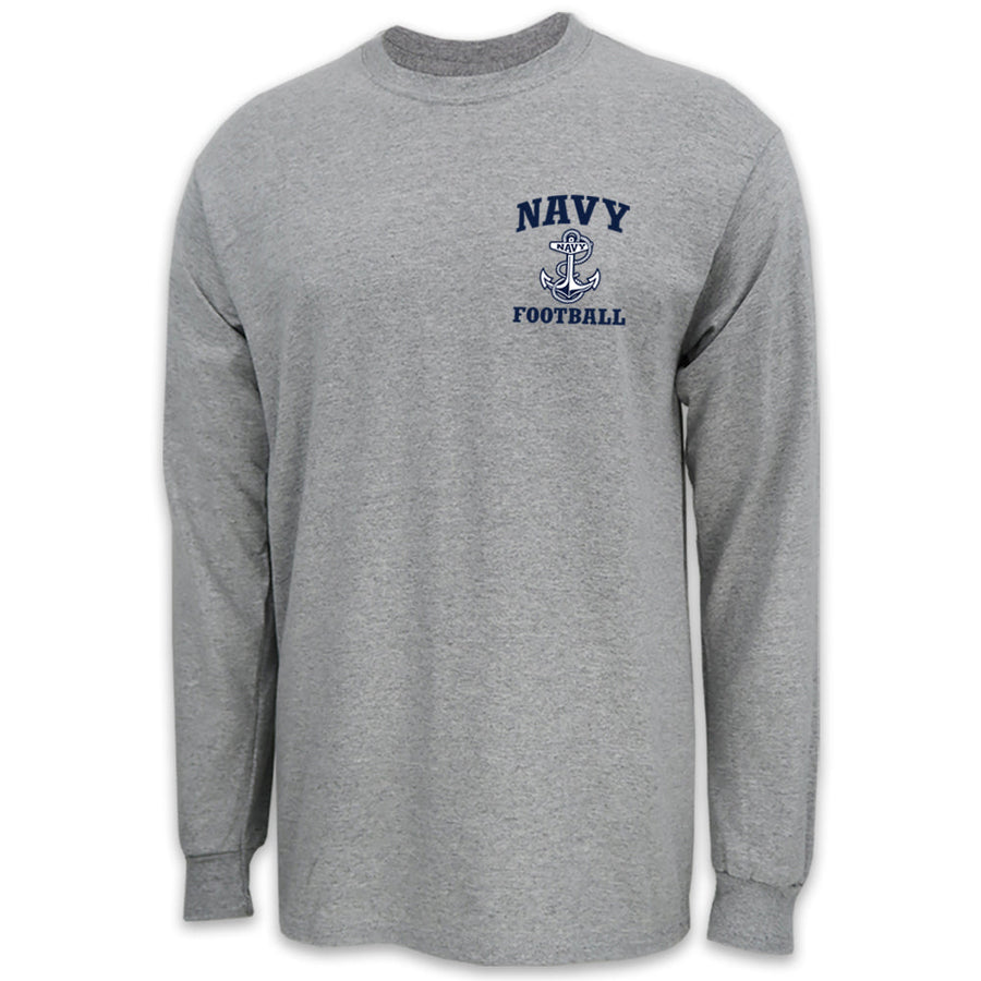 Navy Anchor Football Long Sleeve T-Shirt