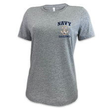 Load image into Gallery viewer, Navy Anchor Sailing Ladies T-Shirt